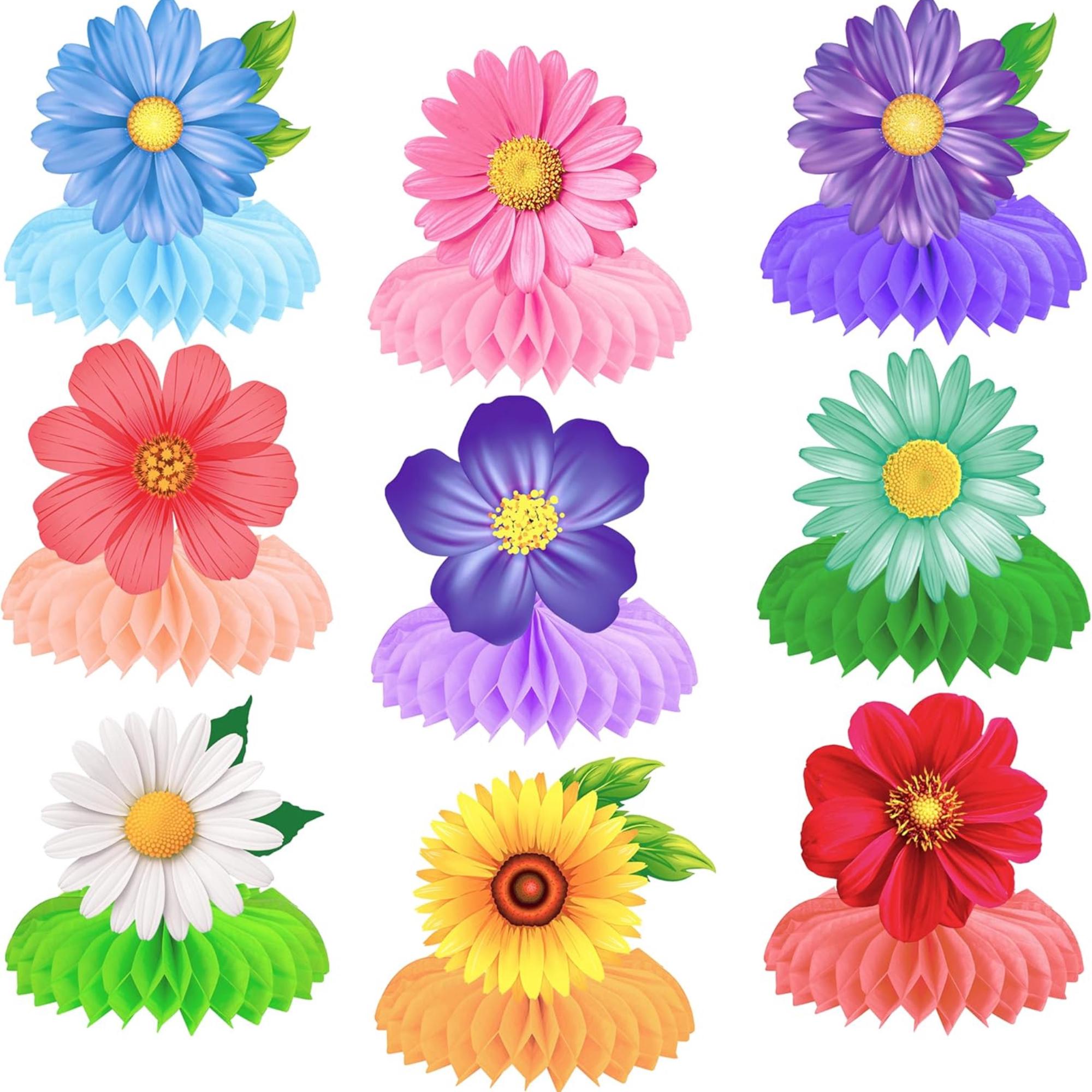 Summer Flower Honeycomb Centerpieces Set of 10 Sunflower Daisy Table Decor