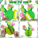 Cactus Honeycomb Centerpieces Set of 6 Pink Yellow Fiesta Party Decor