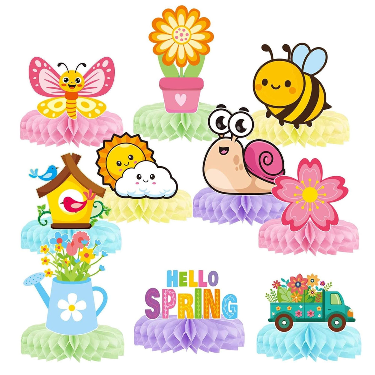 Spring Honeycomb Centerpieces Set of 10 Floral Table Party Decor