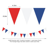 Red White Blue Pennant Banner Flags Set for Patriotic Party Decorations