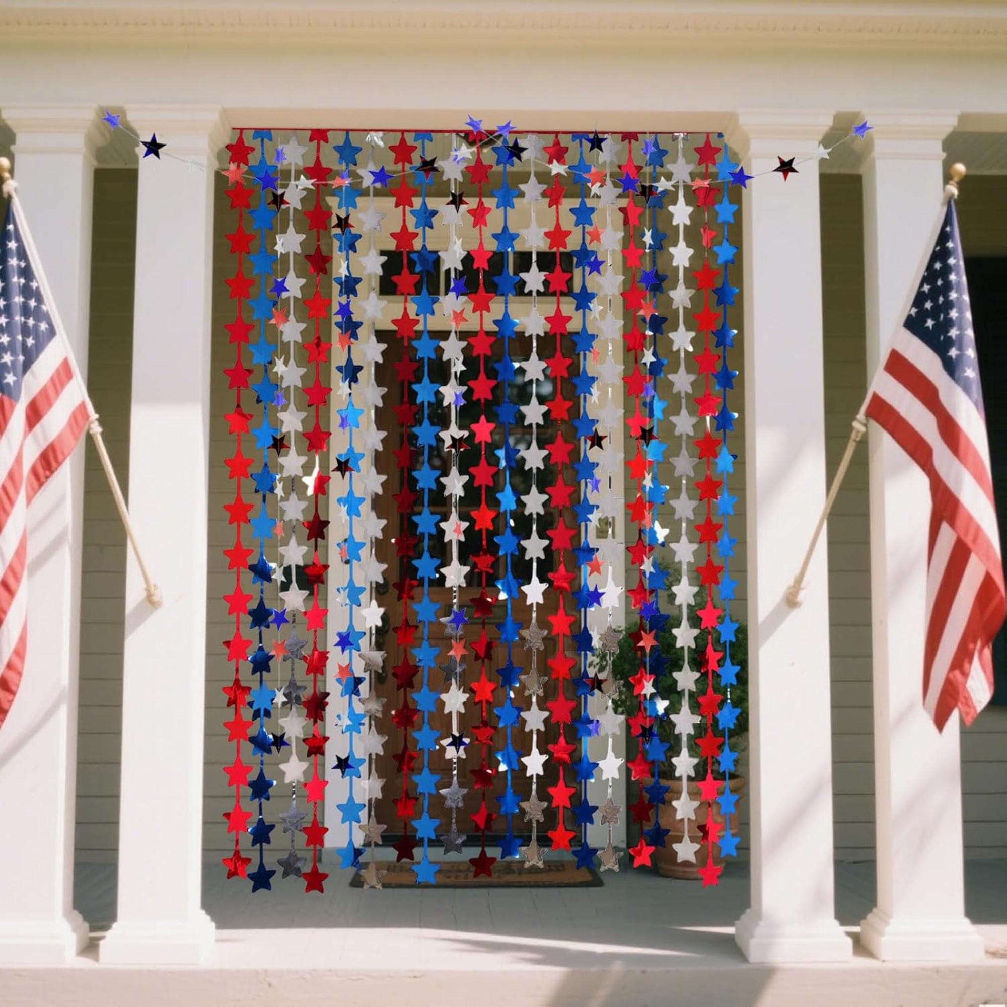 Patriotic Tassel Curtain and Garland Set for Fourth of July Party Decor