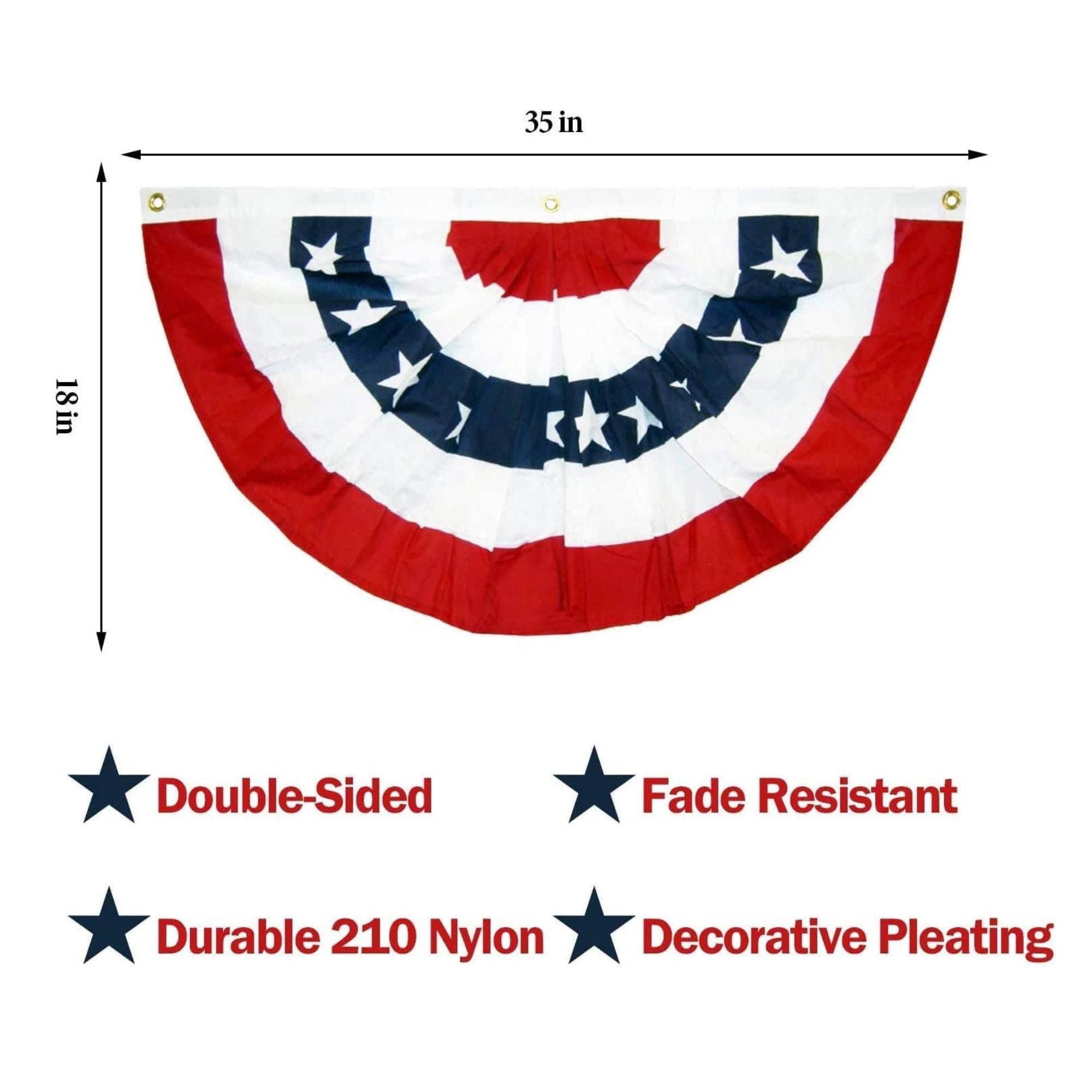 16 Piece USA Patriotic Pleated Fan Flag Bunting Set for Party Decor