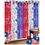 Red White Blue Foil Fringe Curtains Set for Patriotic Party Backdrop Decor