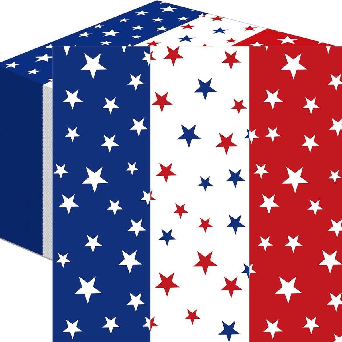 50 Count Red White Blue Star Napkins for Patriotic Party Table Decor
