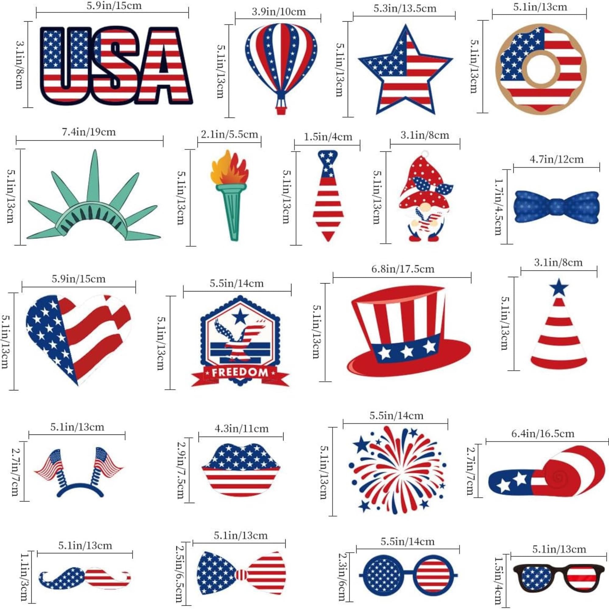 21 Piece Patriotic Photo Booth Props Set for Party Backdrop Decorations