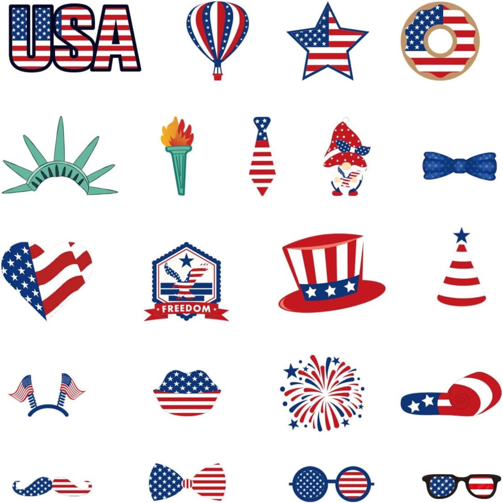 21 Piece Patriotic Photo Booth Props Set for Party Backdrop Decorations