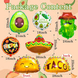 7PCS Mexican Fiesta Balloon Set Taco Avocado Cactus Foil Party Decorations Kit