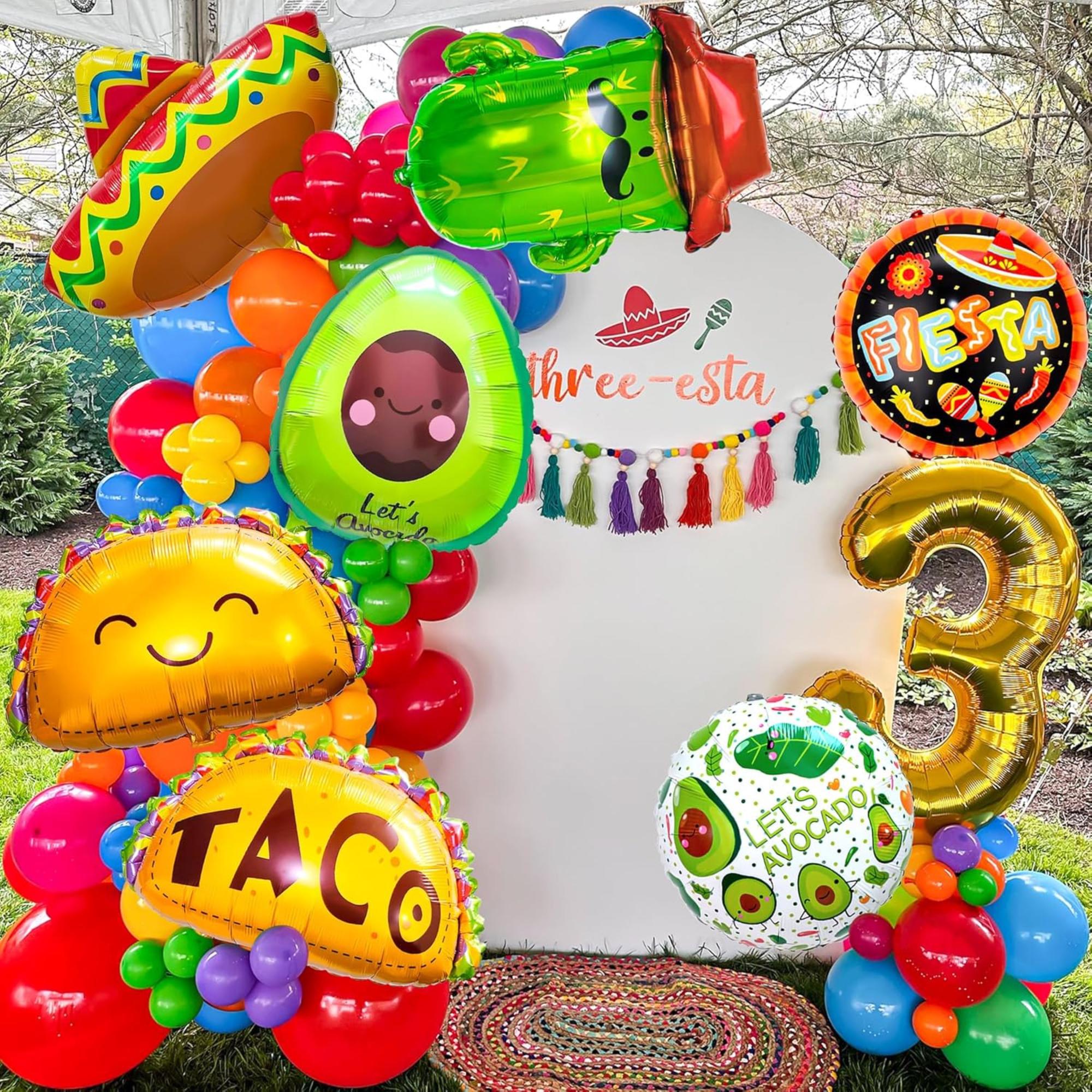 7PCS Mexican Fiesta Balloon Set Taco Avocado Cactus Foil Party Decorations Kit