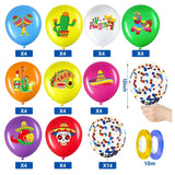 50 Pcs Mexican Fiesta Party Balloons Decorations Taco Latex Confetti 12 Inch Kit