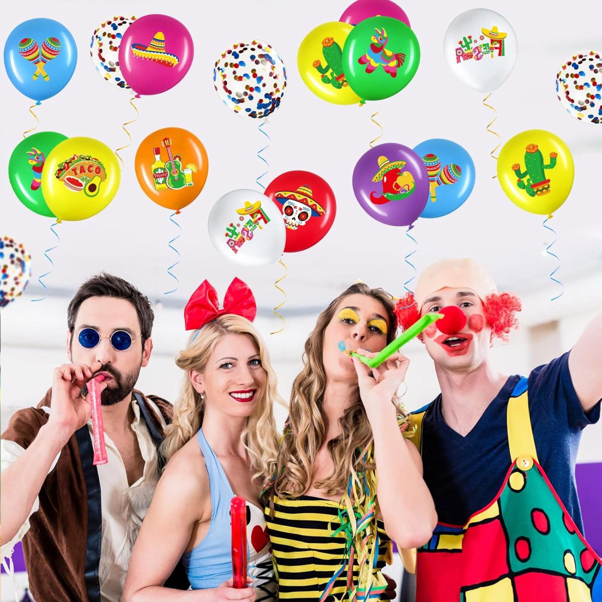 50 Pcs Mexican Fiesta Party Balloons Decorations Taco Latex Confetti 12 Inch Kit