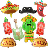 9PCS Fiesta Party Decorations Cactus Taco Cinco De Mayo Balloons Party Supplies