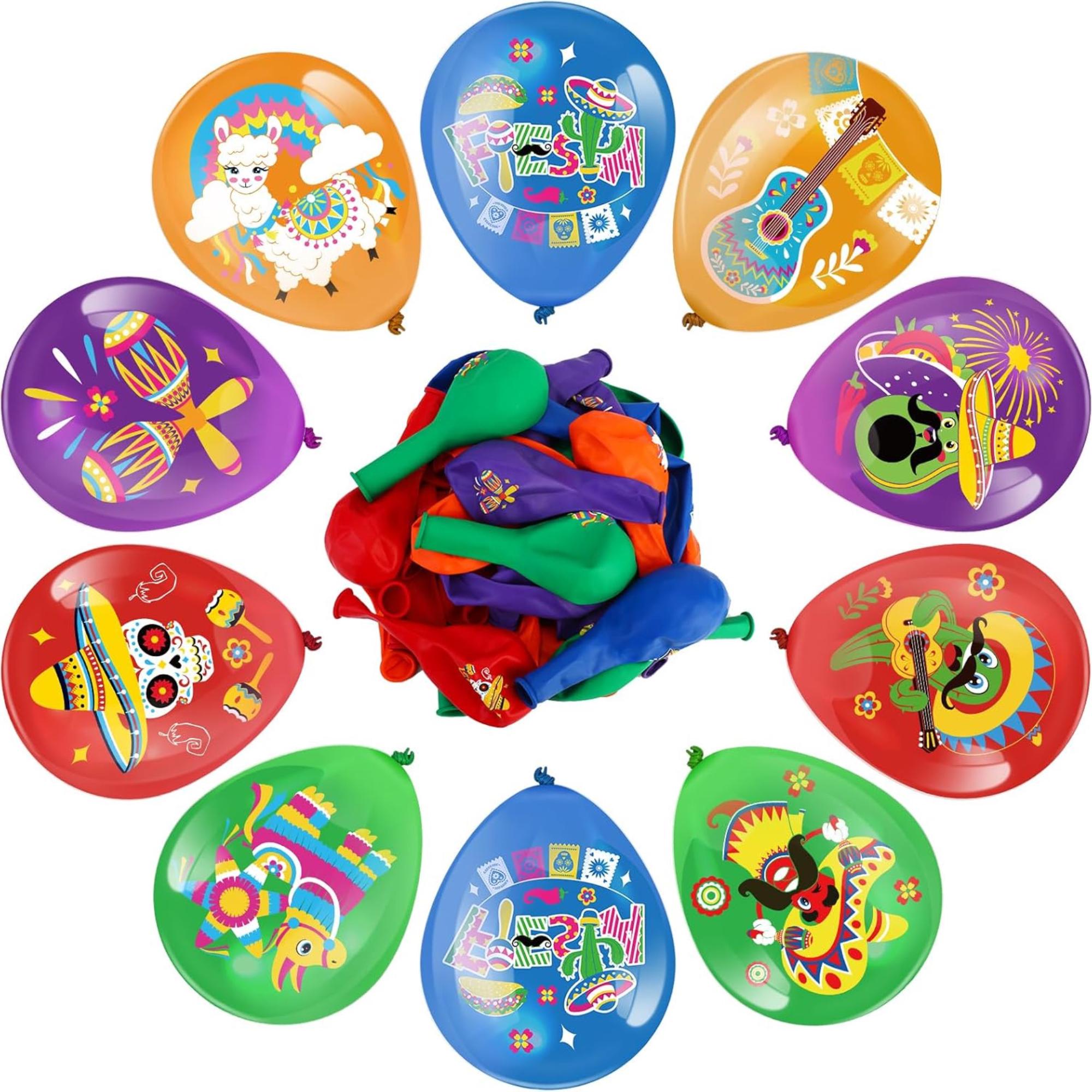 36Pcs Mexican Fiesta Balloons Cinco De Mayo Taco Party Latex Decoration Set