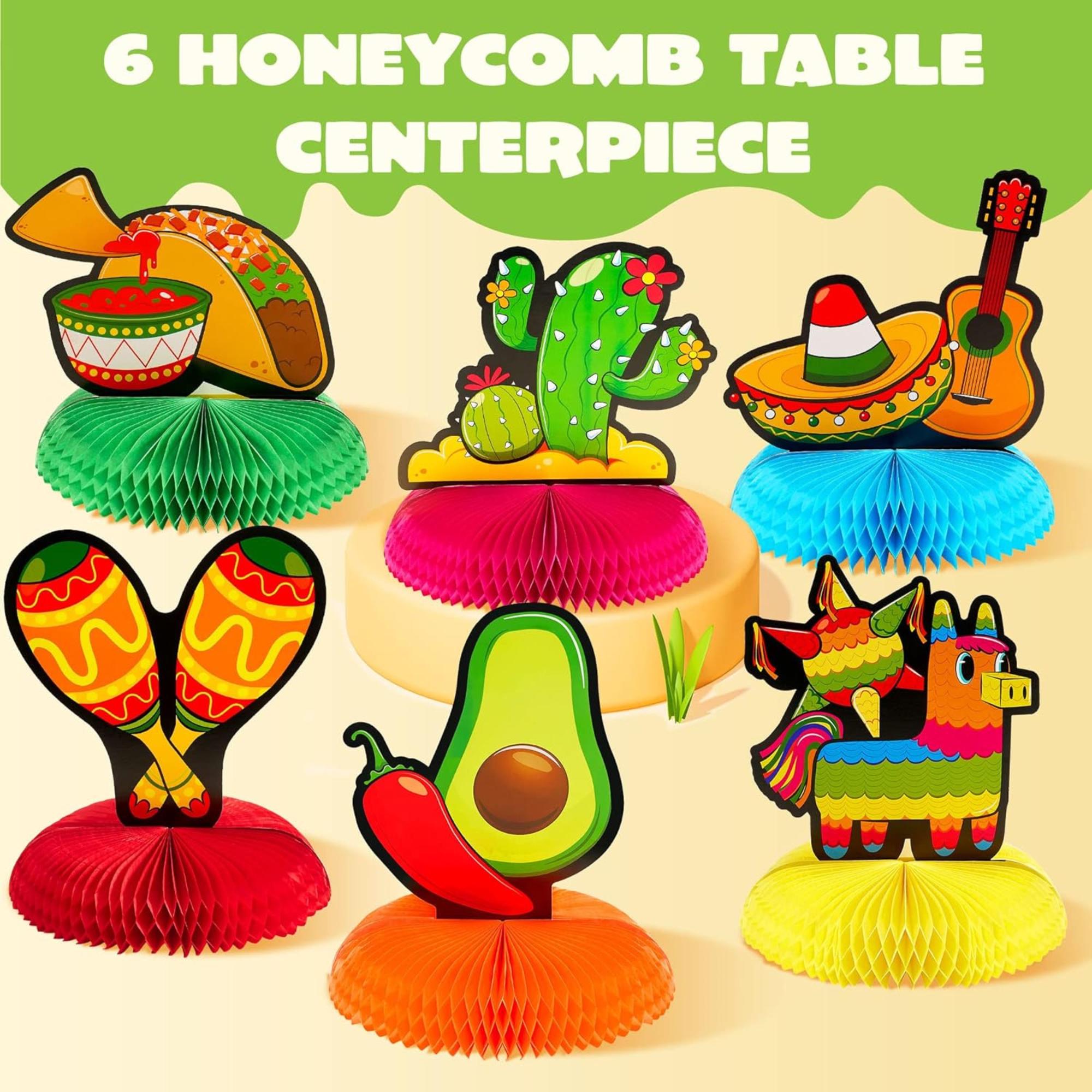 Cinco De Mayo Fiesta Honeycomb Table Centerpiece 8.5in Party Decor Supplies Set