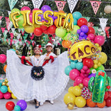 154PCS Fiesta Balloon Arch Kit Cinco De Mayo Taco Cactus Llama Party Decor Set