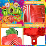 8Pcs Fiesta Foil Balloons Taco Cactus Avocado Llama Cinco De Mayo Party Decor