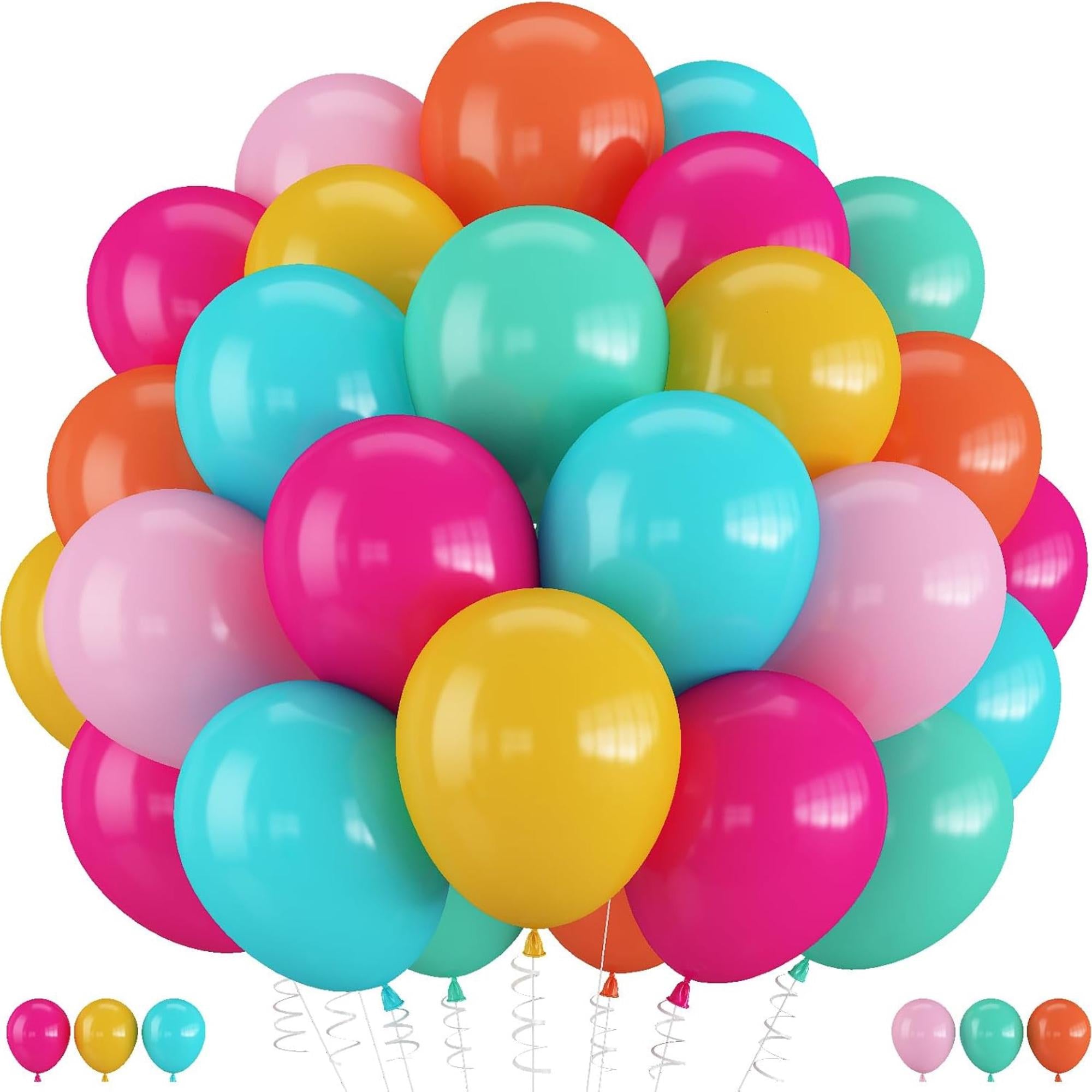 60Pcs Mexican Fiesta Rainbow Balloons 12 Inch Cinco De Mayo Party Decor Set Kit