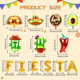 16Pcs Fiesta Foil Balloons Cactus Taco Avocado Cinco De Mayo Party Decor Set