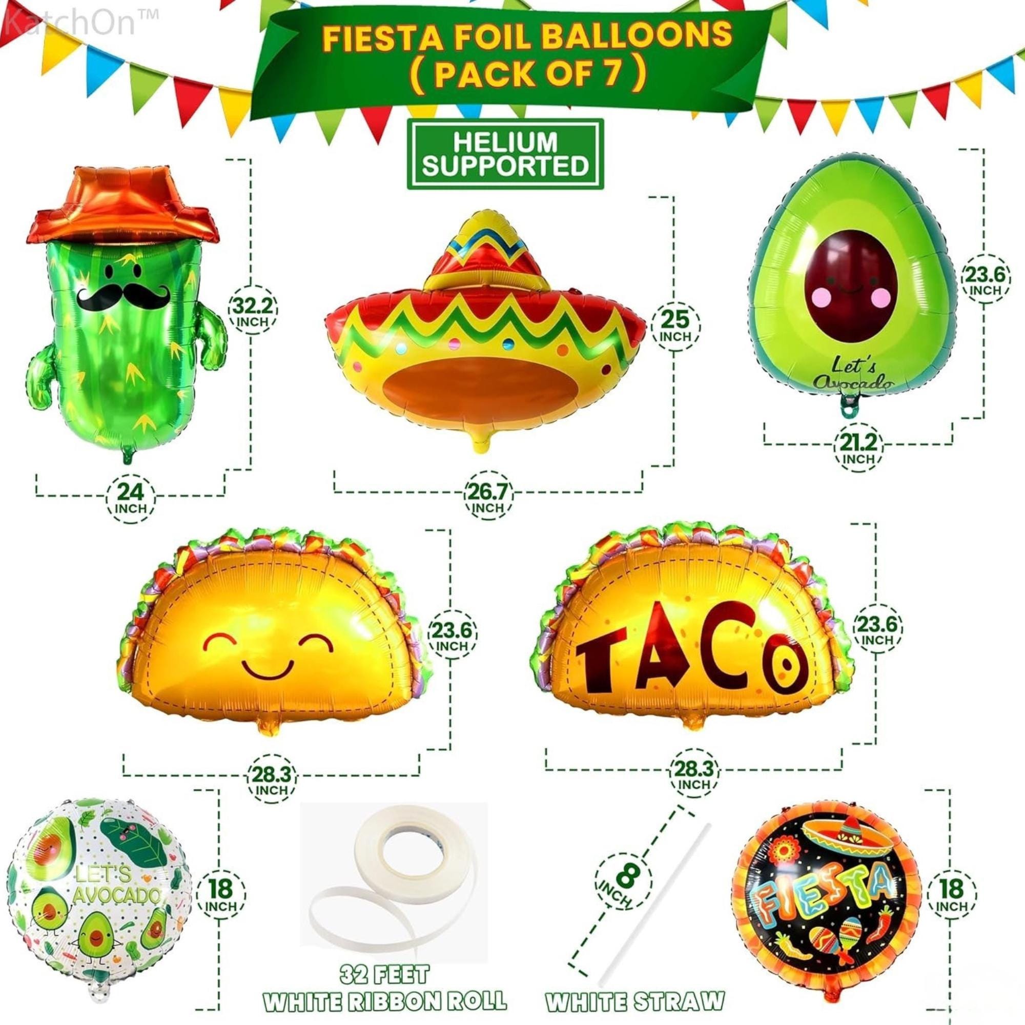 7Pcs Mexican Fiesta Balloon Set Taco Birthday Party Decorations Fiesta Decor Kit