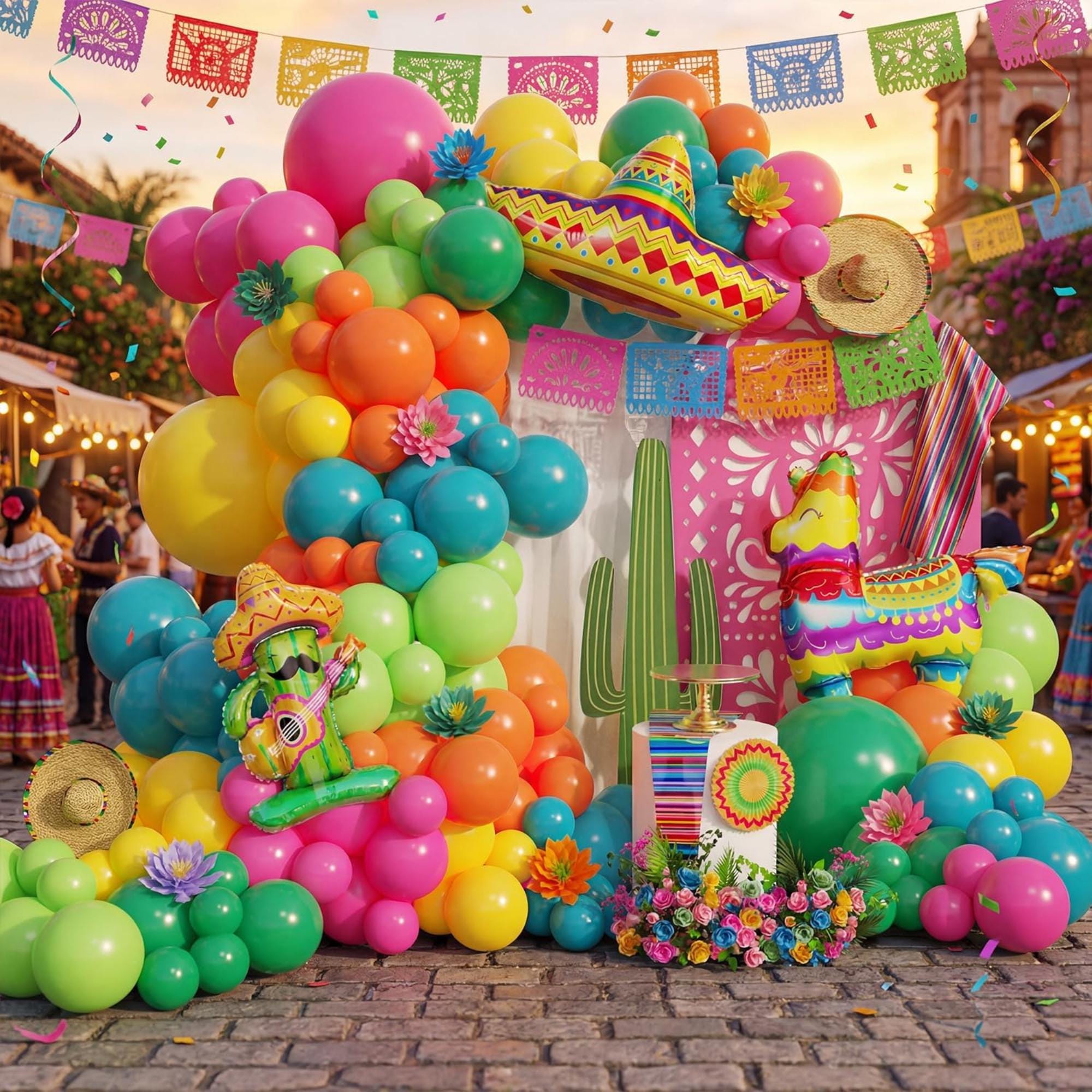 Mexican Fiesta Balloon Arch Kit Llama Cactus Rainbow Cinco De Mayo Party Decor