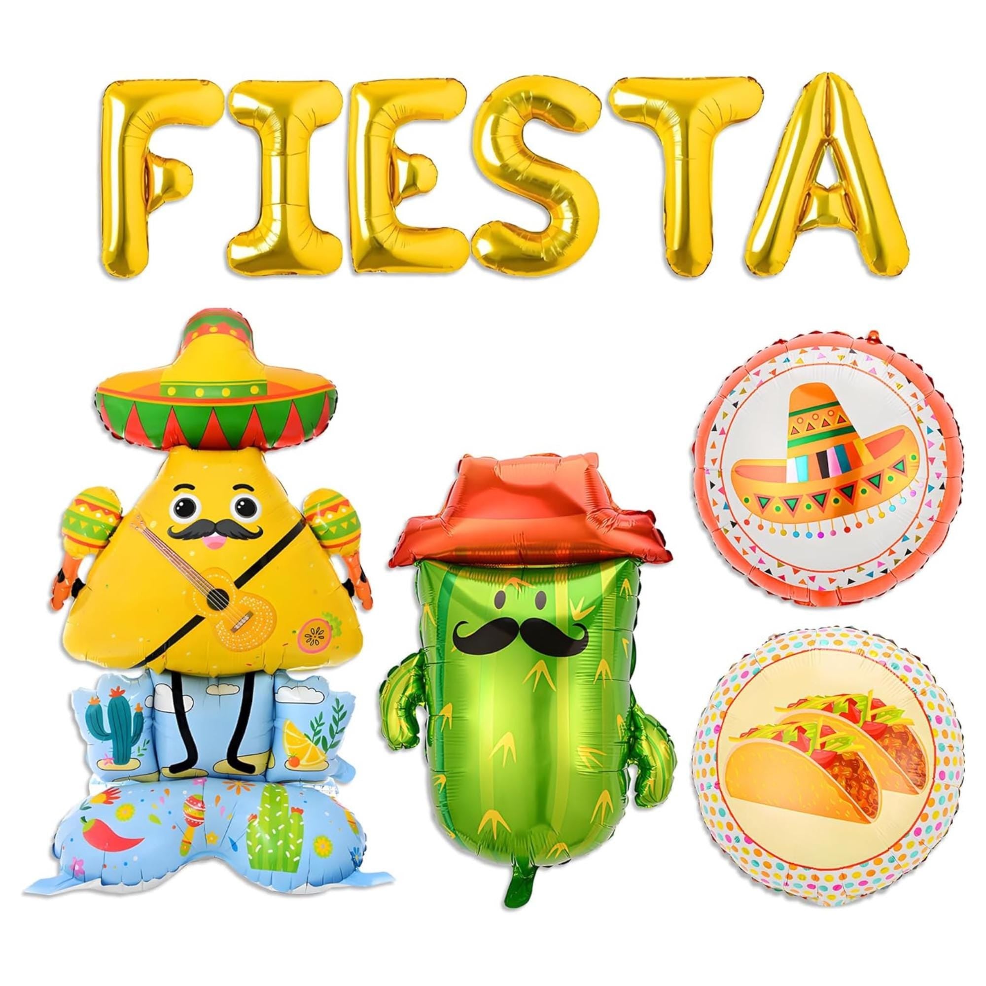 Fiesta Party Decorations Cactus Taco Cinco De Mayo Balloons Mexican Theme Set