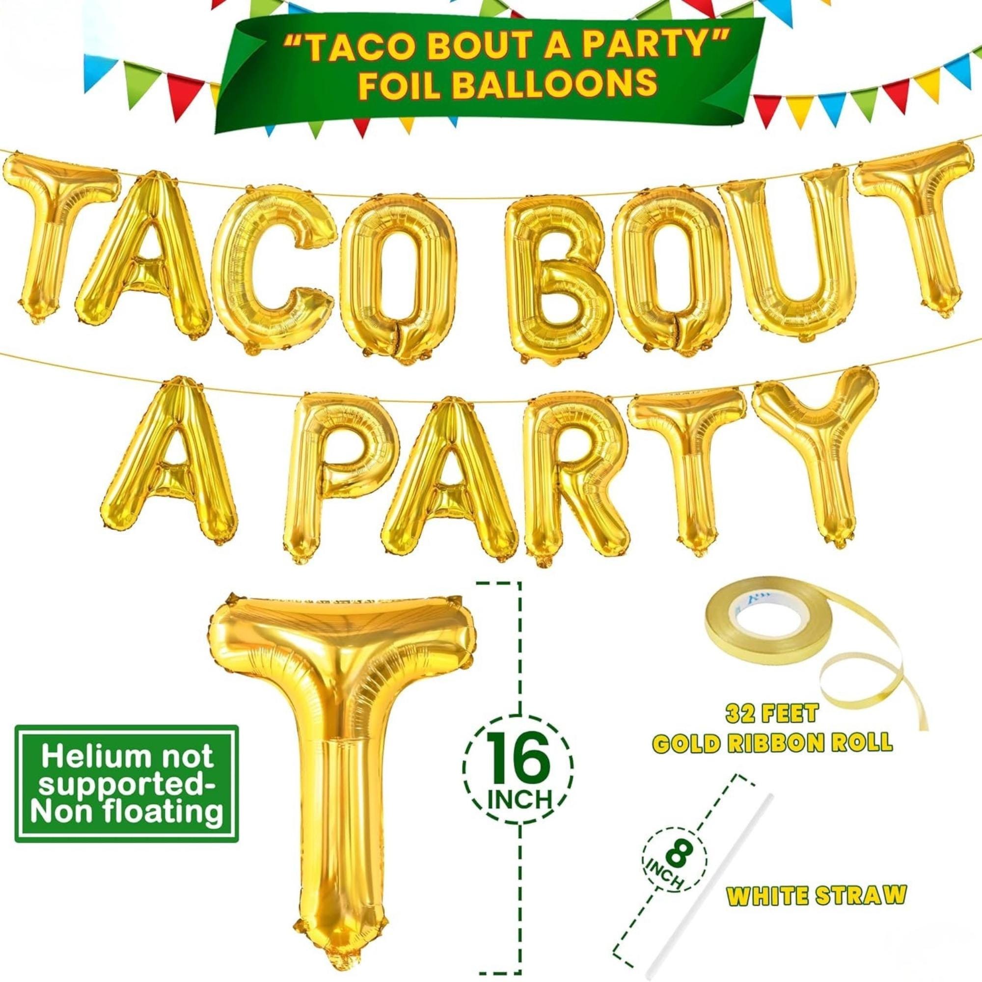 22Pcs Taco Fiesta Balloons Cinco De Mayo Cactus Party Decorations Set Kit