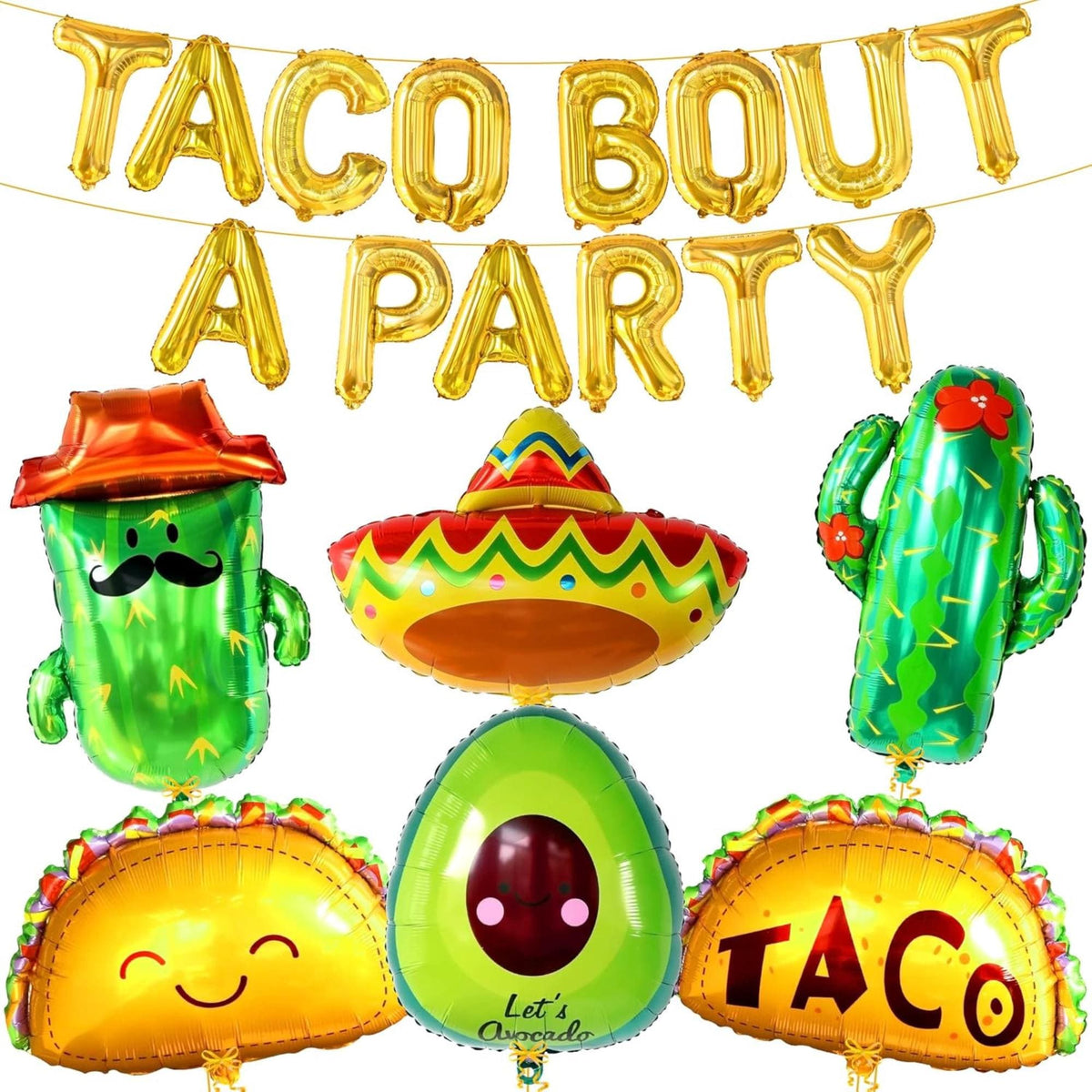 22Pcs Taco Fiesta Balloons Cinco De Mayo Cactus Party Decorations Set Kit