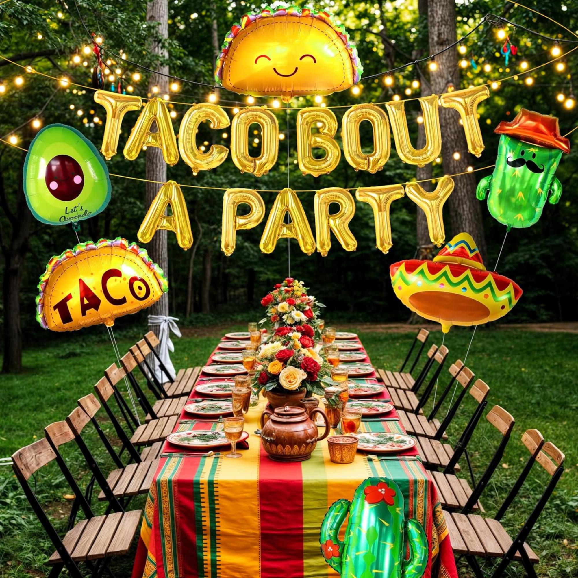 22Pcs Taco Fiesta Balloons Cinco De Mayo Cactus Party Decorations Set Kit