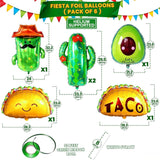 6Pcs Mexican Fiesta Balloons Taco Cactus Cinco De Mayo Party Decorations