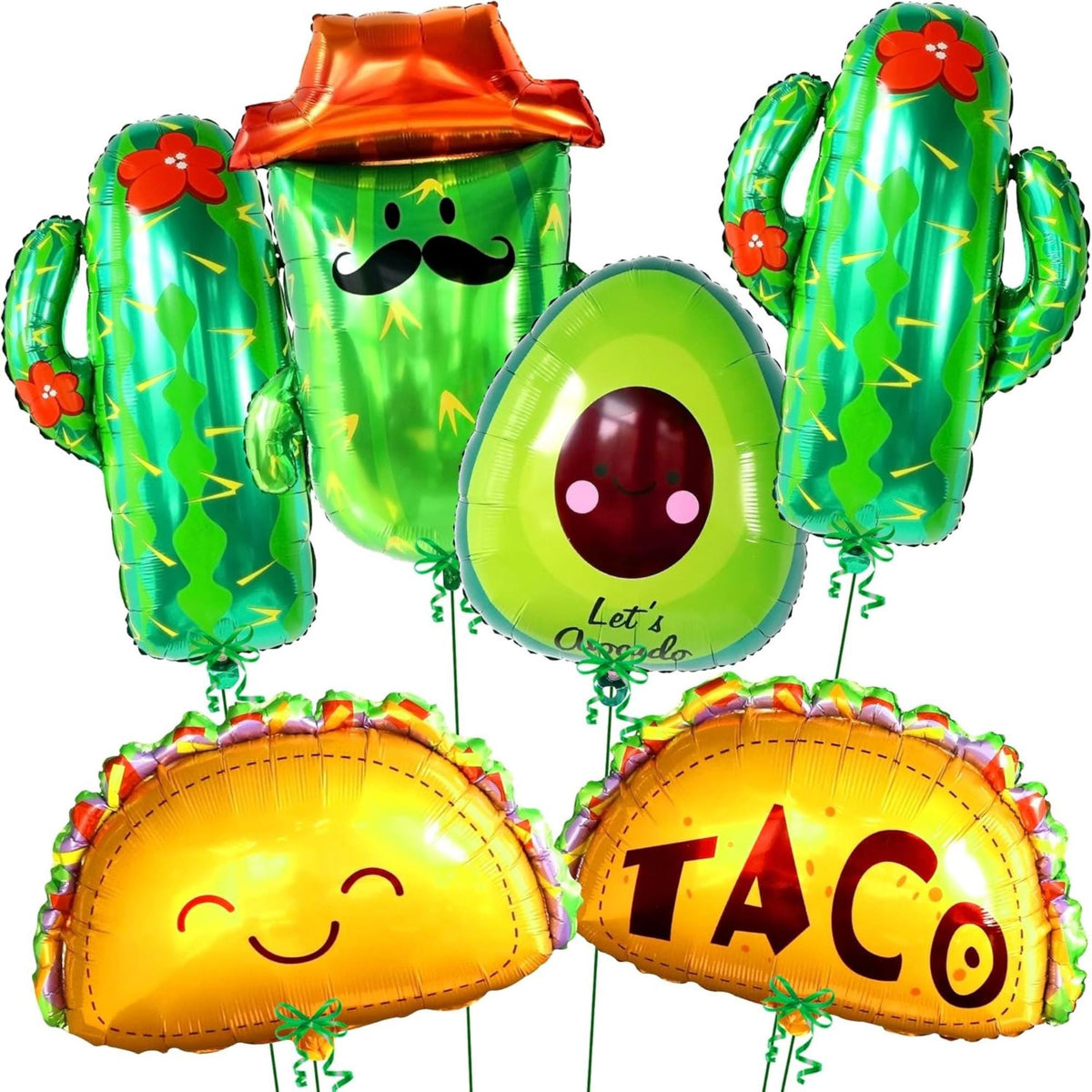 6Pcs Mexican Fiesta Balloons Taco Cactus Cinco De Mayo Party Decorations