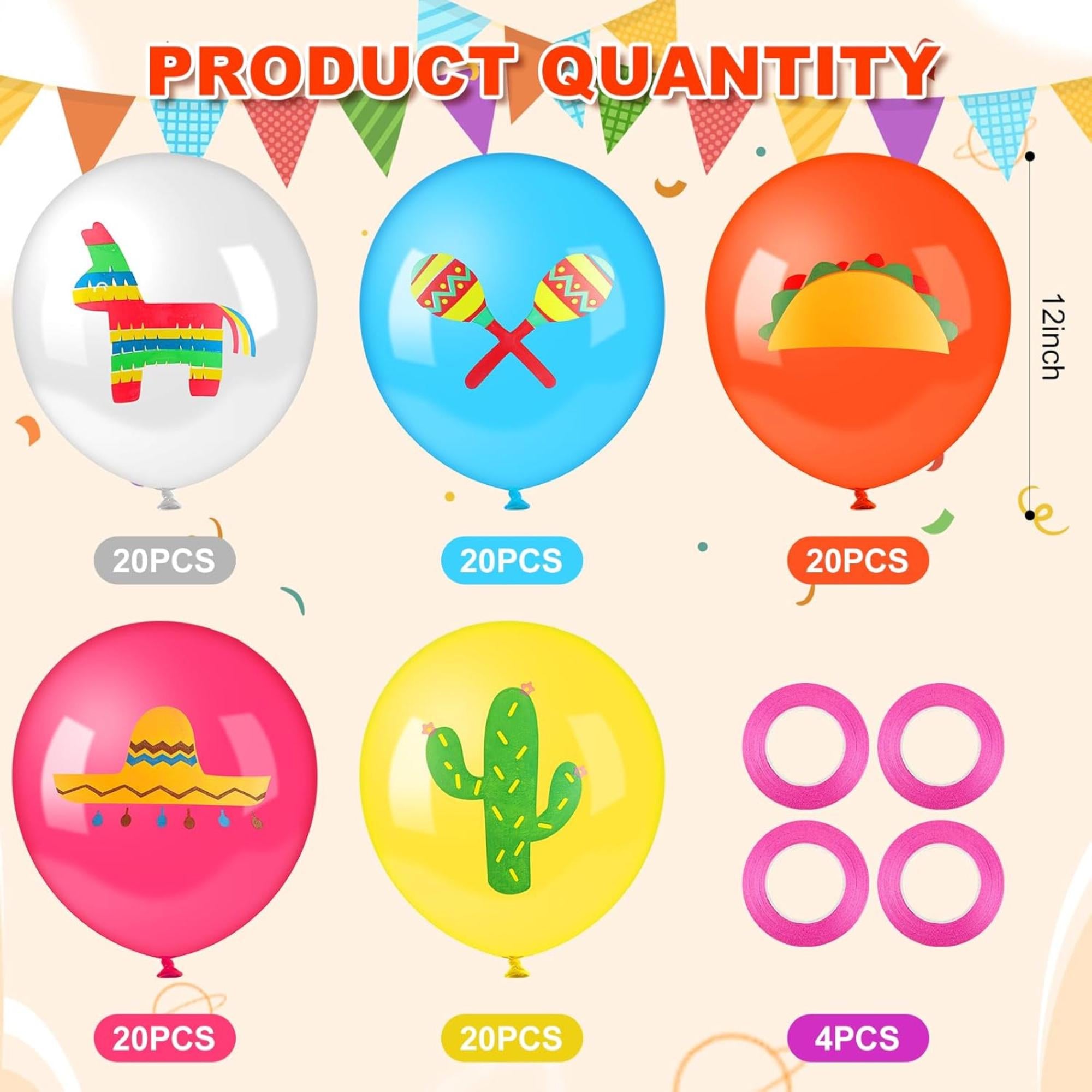 100Pcs Fiesta Latex Balloons Multi Color Cinco De Mayo Mexican Party Decor