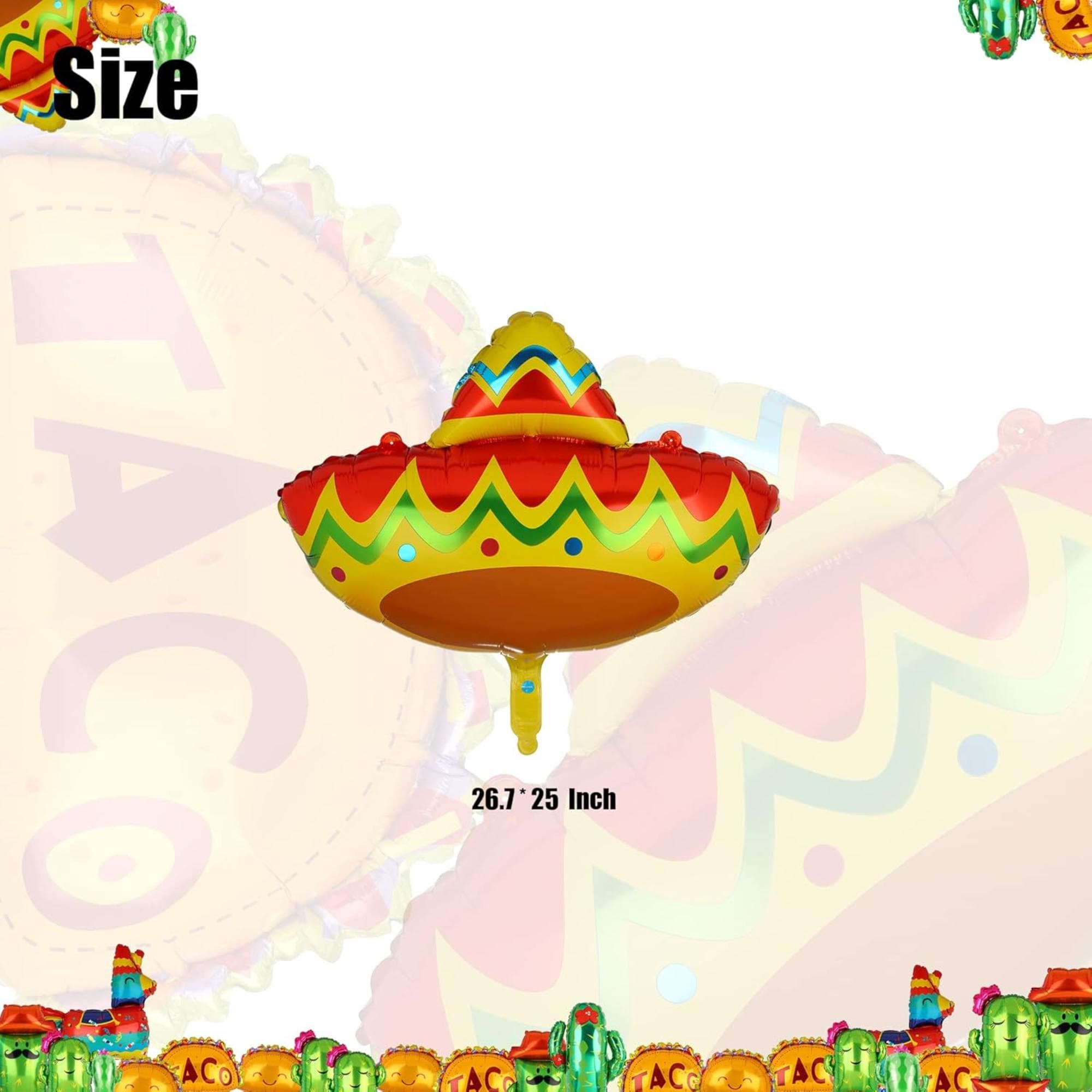4Pcs Fiesta Sombrero Foil Balloons Cinco De Mayo Taco Party Decor Mylar Set