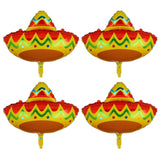 4Pcs Fiesta Sombrero Foil Balloons Cinco De Mayo Taco Party Decor Mylar Set