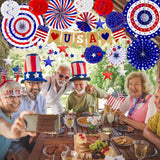 26 Piece Patriotic Decorations Set with Fans Banner Garland and Swirls