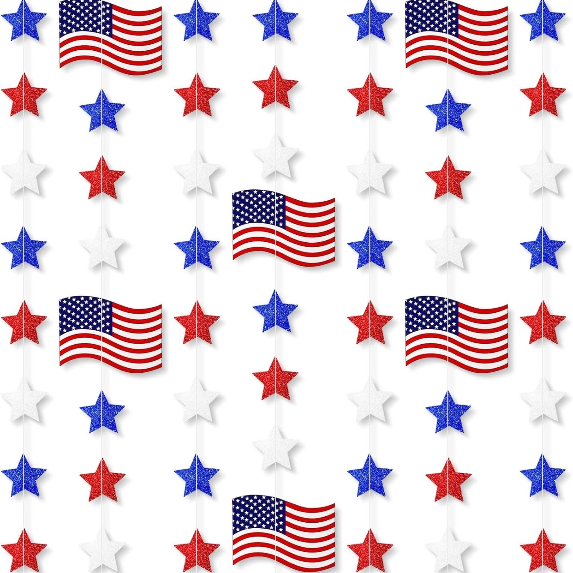 41 Ft Patriotic Star Garland Banner Set for Party Hanging Decorations
