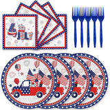 72 Piece Patriotic Tableware Set Plates Napkins Forks for Party Décor