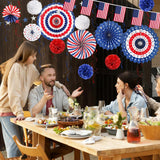 26 Piece Patriotic Decorations Set with Banner Fans and Hanging Swirls