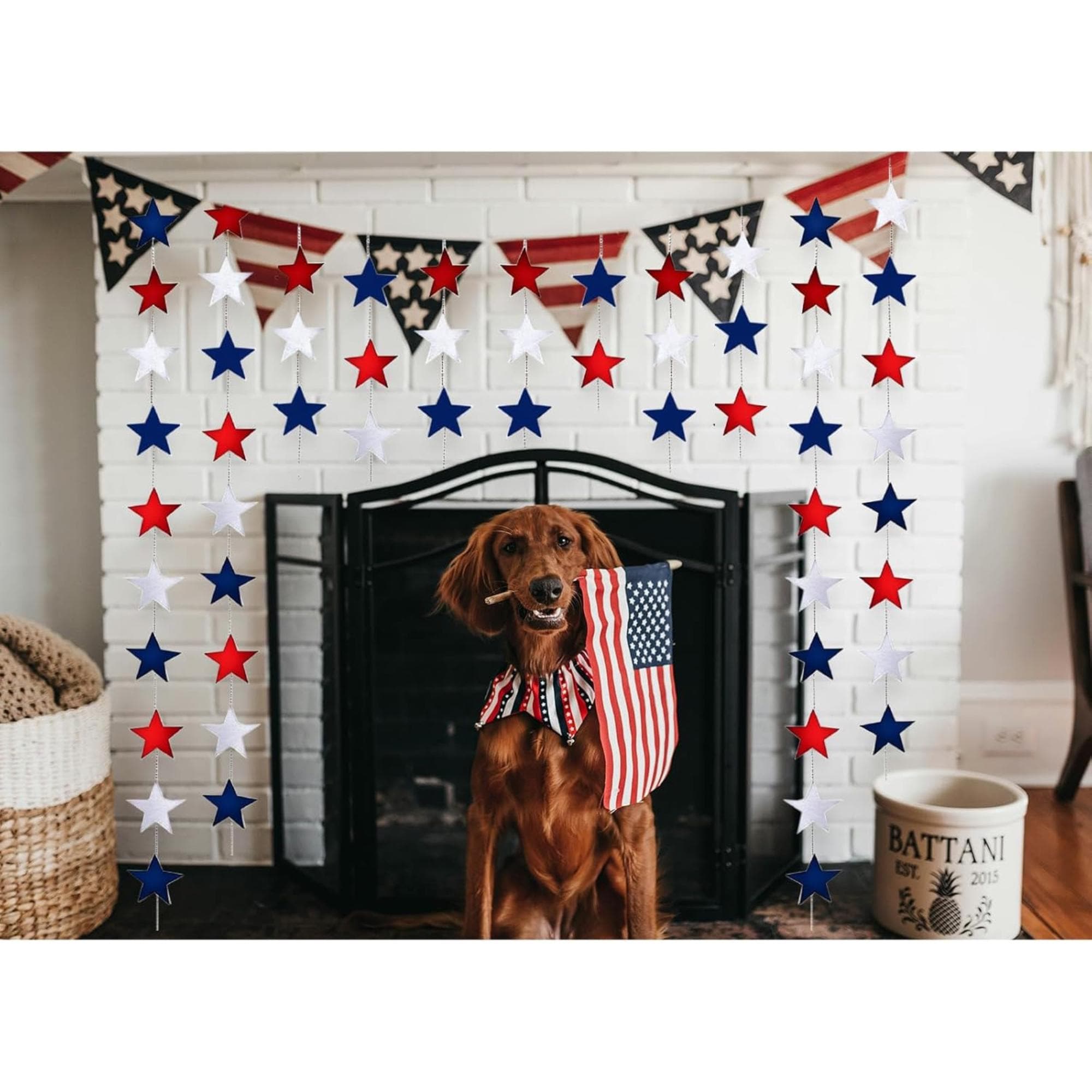 78 Ft Patriotic Star Garland Banner with Streamers for Party Décor