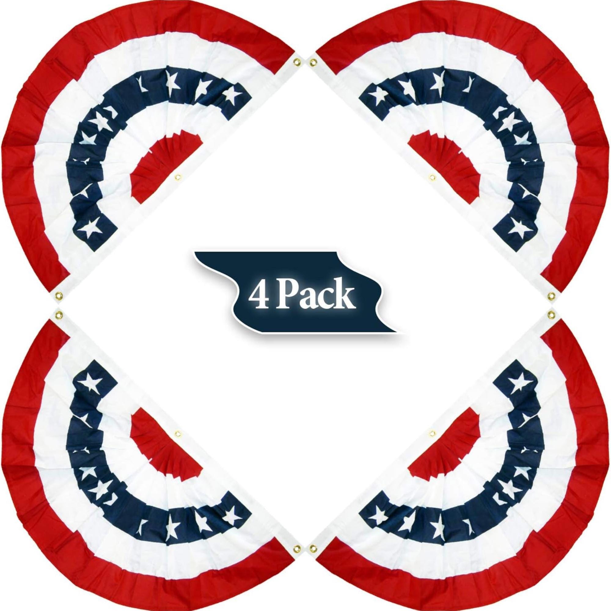 4 Pack Patriotic Pleated Fan Flag Bunting Banner for Party Décor