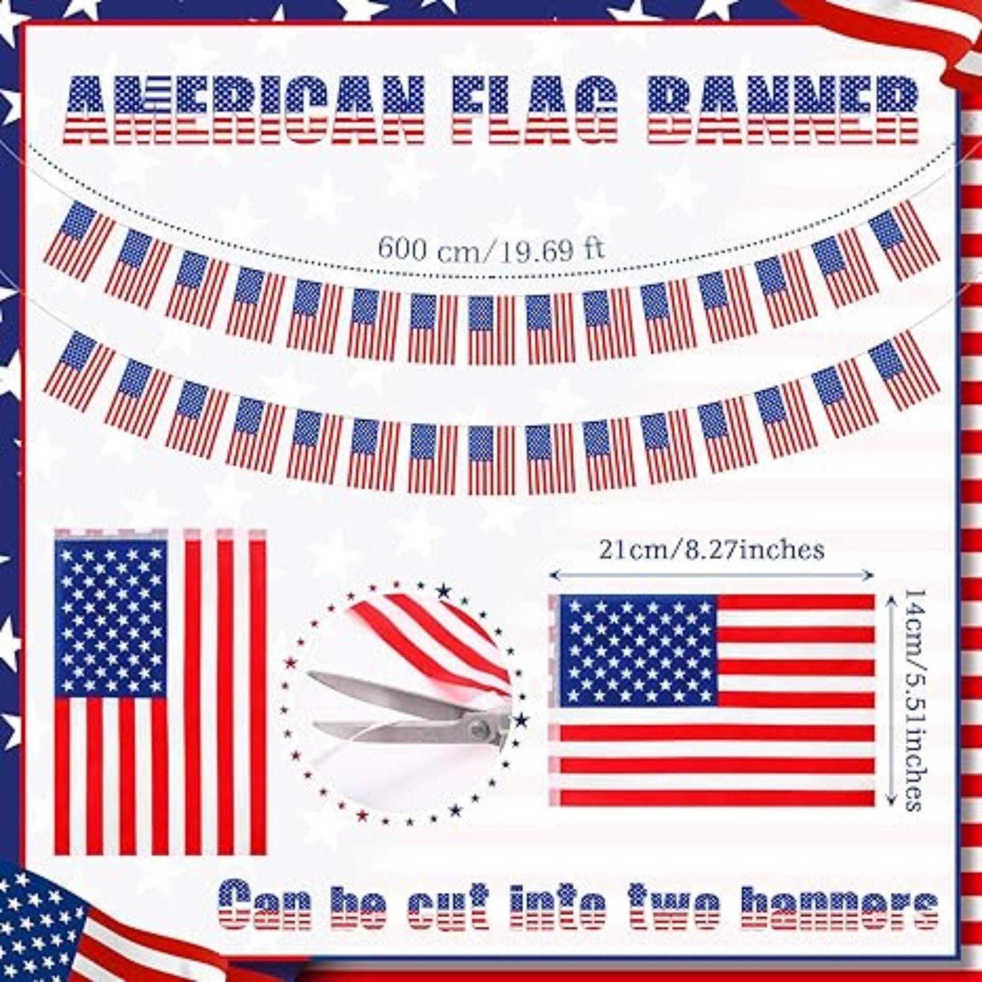 2 Pack Patriotic Foil Fringe Curtains with Flag Banner Backdrop