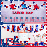 4 Pack Patriotic Pom Pom Garland with Red White Blue Felt Balls