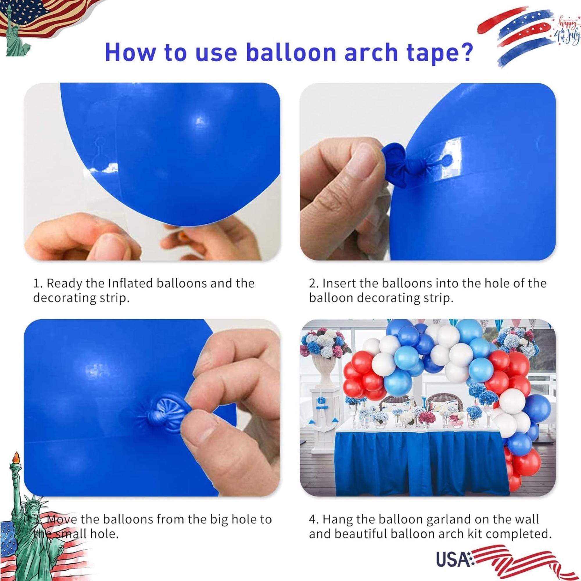 102 Piece Patriotic Balloon Arch Garland Kit for Party Decorations