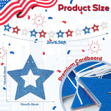 4 Pack Patriotic Glitter Star Garland Banner for Party Decorations