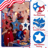 4 Pack Patriotic Glitter Star Garland Banner for Party Decorations