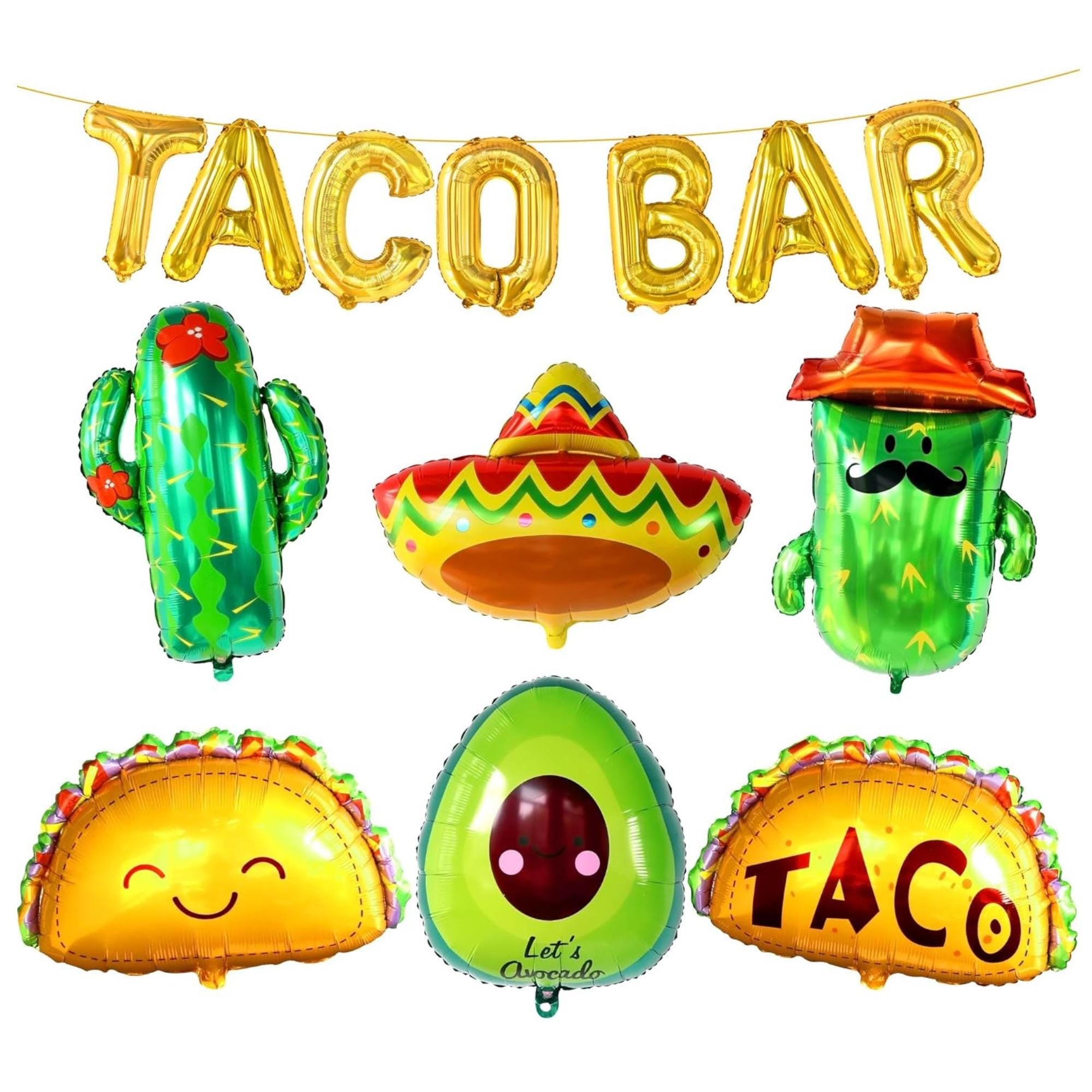 13Pcs Cinco De Mayo Fiesta Decorations Taco Bar Cactus Balloon Party Set Kit