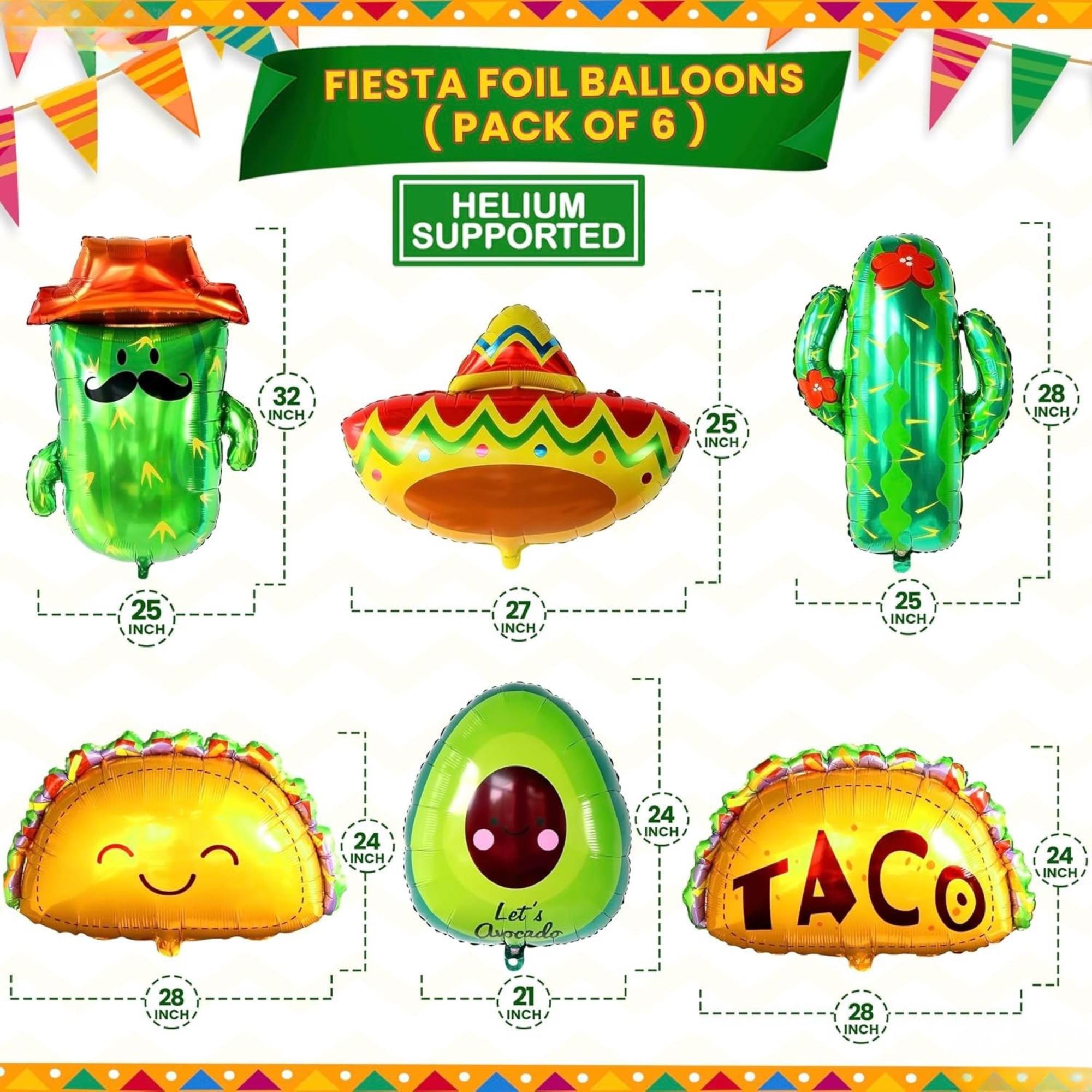 13Pcs Cinco De Mayo Fiesta Decorations Taco Bar Cactus Balloon Party Set Kit