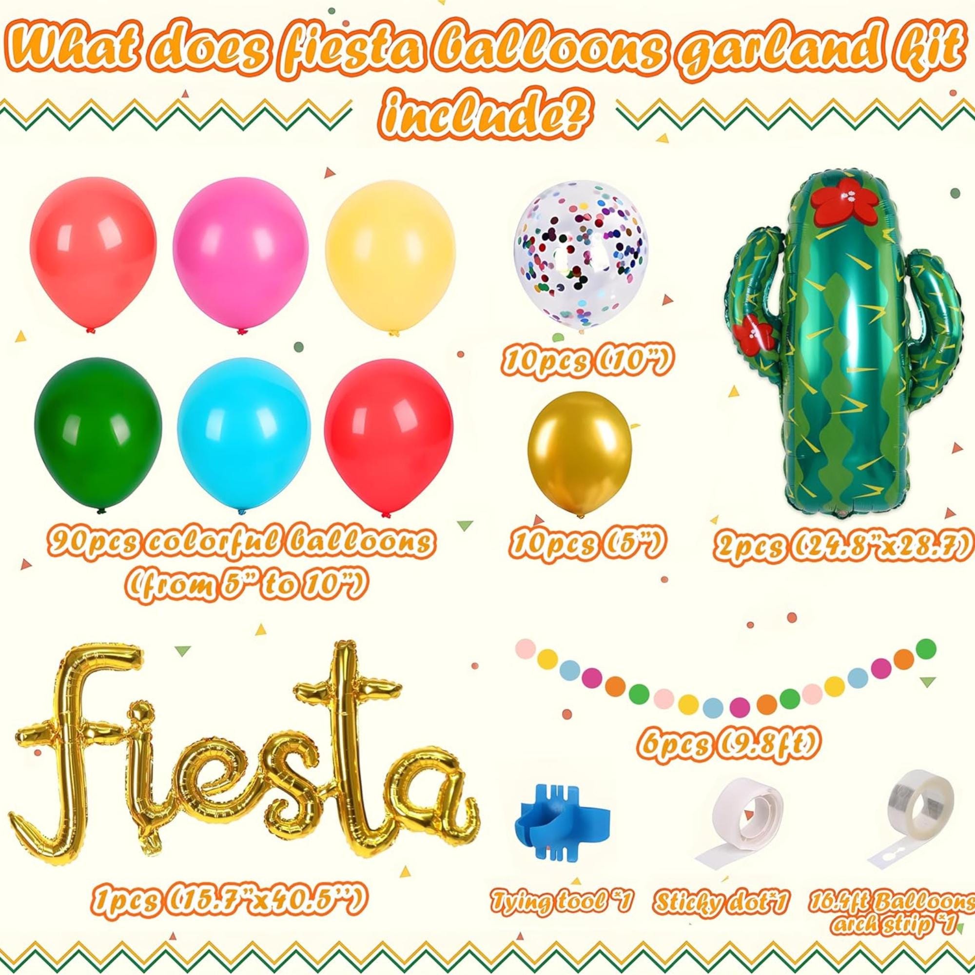 Fiesta Balloon Arch Kit Circle Dot Garland Cinco De Mayo Party Decor Set
