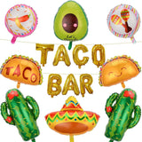 15Pcs Taco Bar Fiesta Balloon Kit Cactus Cinco De Mayo Birthday Party Decor Set