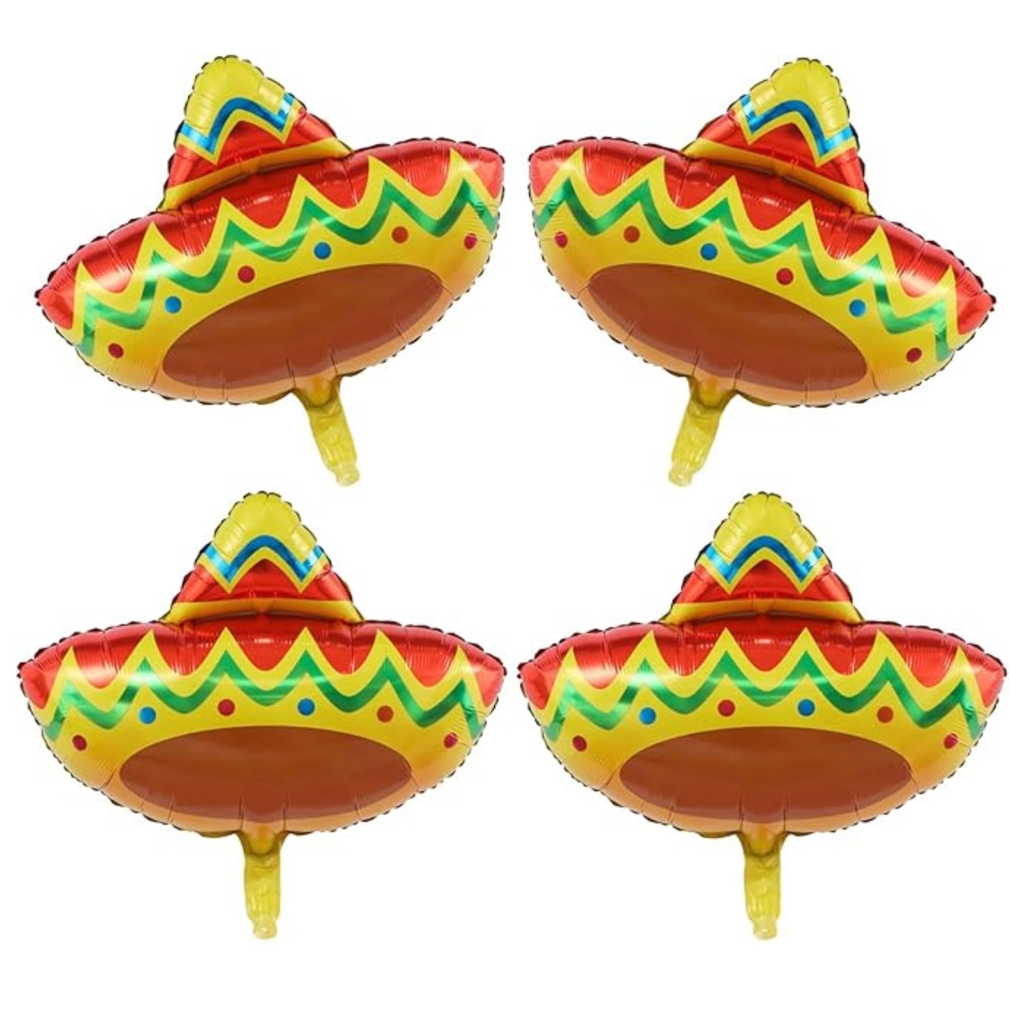 4PCS 27 Inch Fiesta Sombrero Balloons Cinco De Mayo Taco Party Decor Set