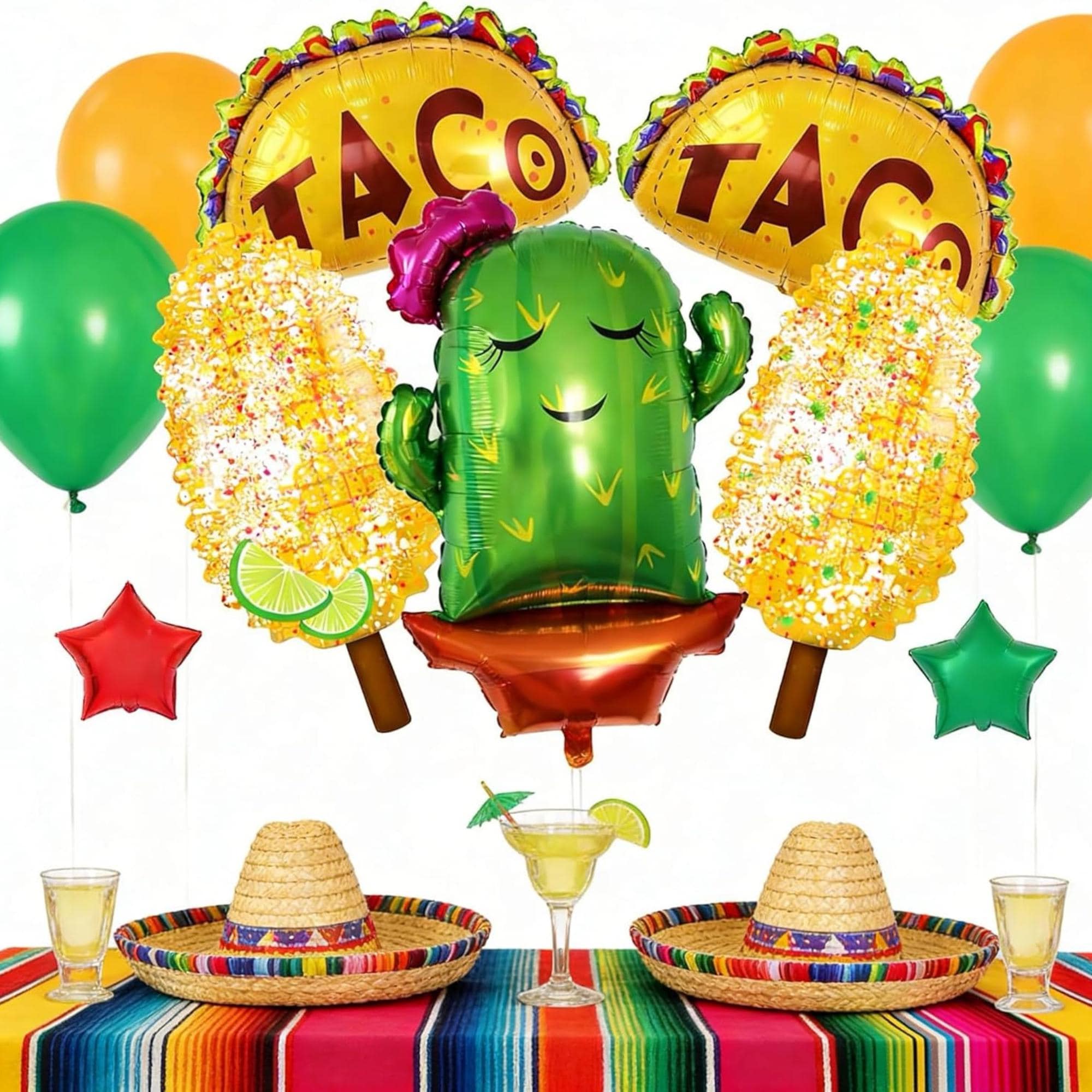 7Pcs Fiesta Taco Cactus Corn Balloon Set Cinco De Mayo Party Decorations Kit