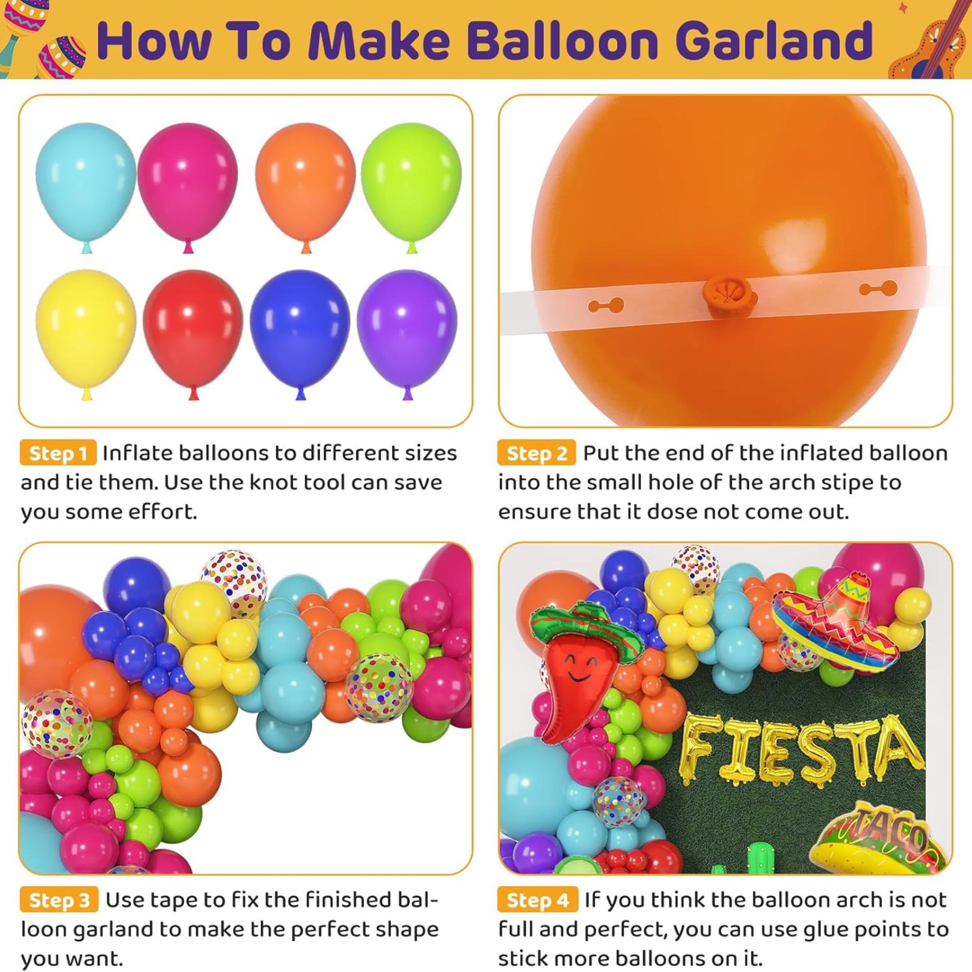 173Pcs Fiesta Balloon Arch Kit Cactus Taco Cinco De Mayo Party Decorations Set